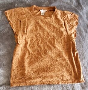 Lace Short Sleeve Top in Orange
